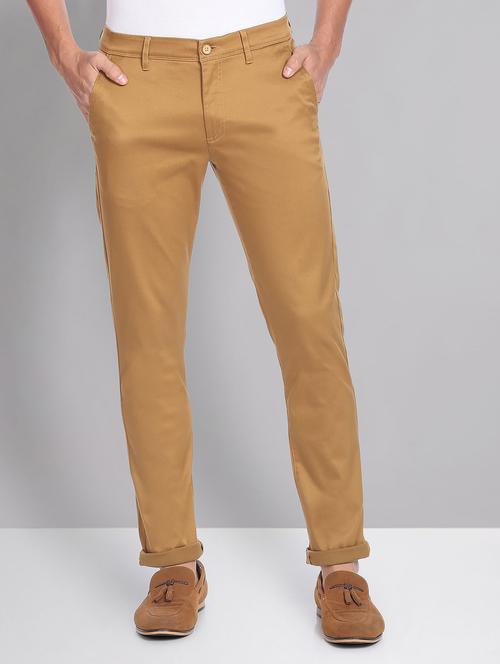 men solid mid rise chinos - 19504081 - Standard Image - 0