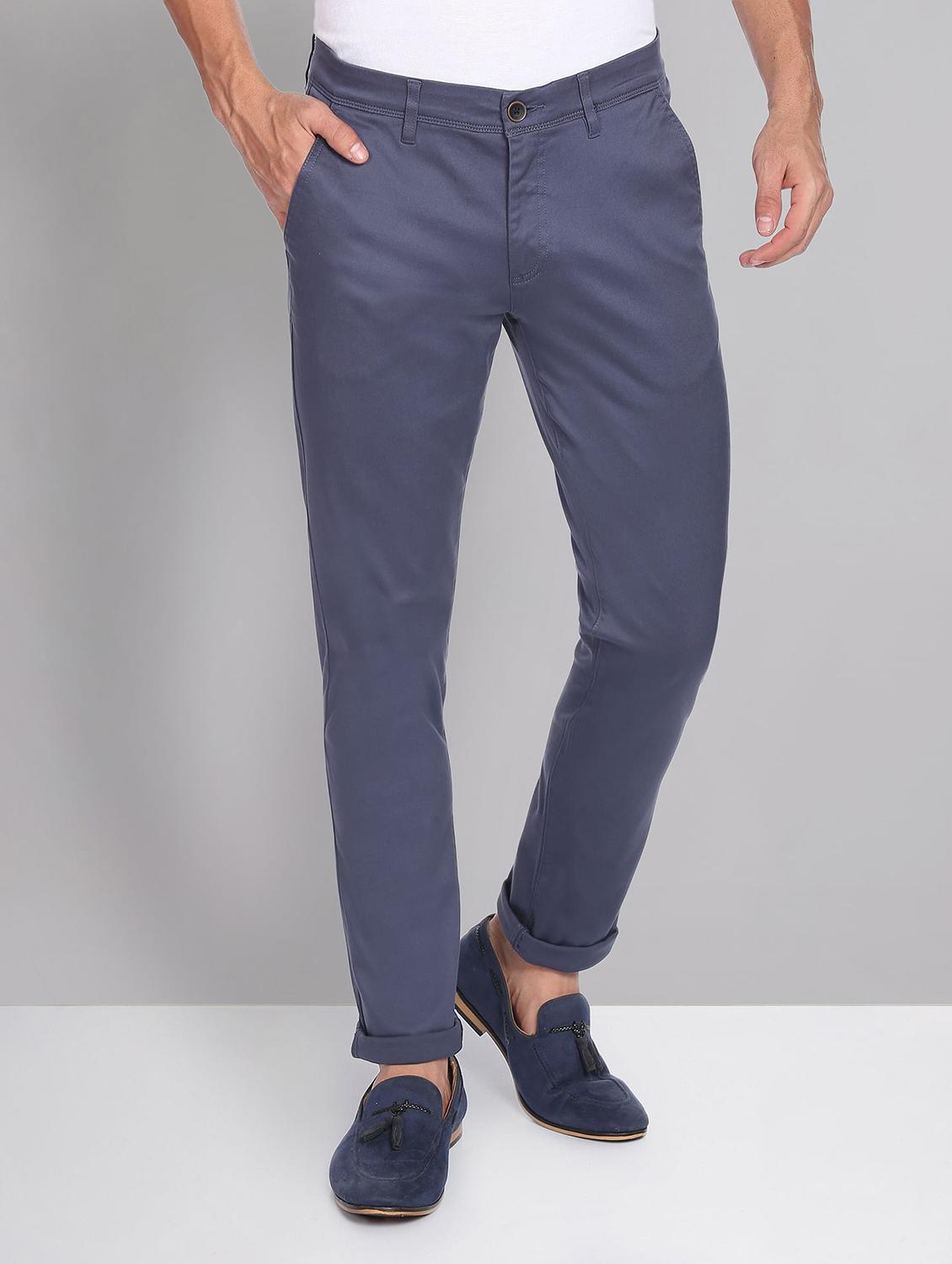 blue cotton chinos casual trousers - 19504083 -  Zoom Image - 0