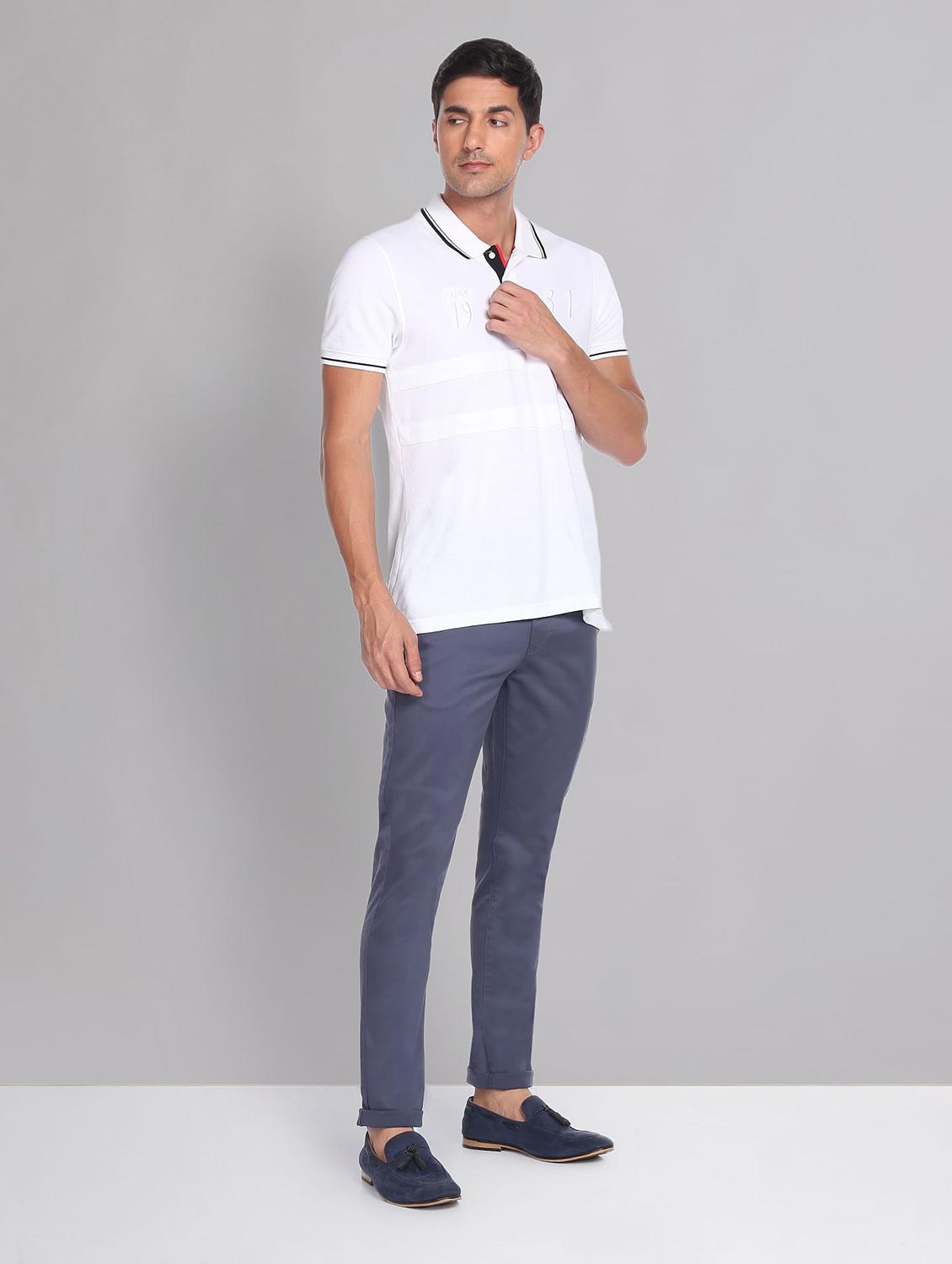 blue cotton chinos casual trousers - 19504083 - Standard Image - 4