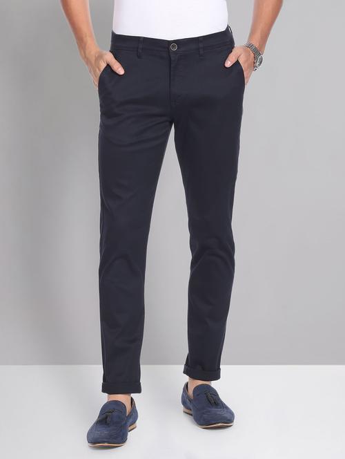 blue cotton chinos casual trousers - 19504084 -  Standard Image - 0