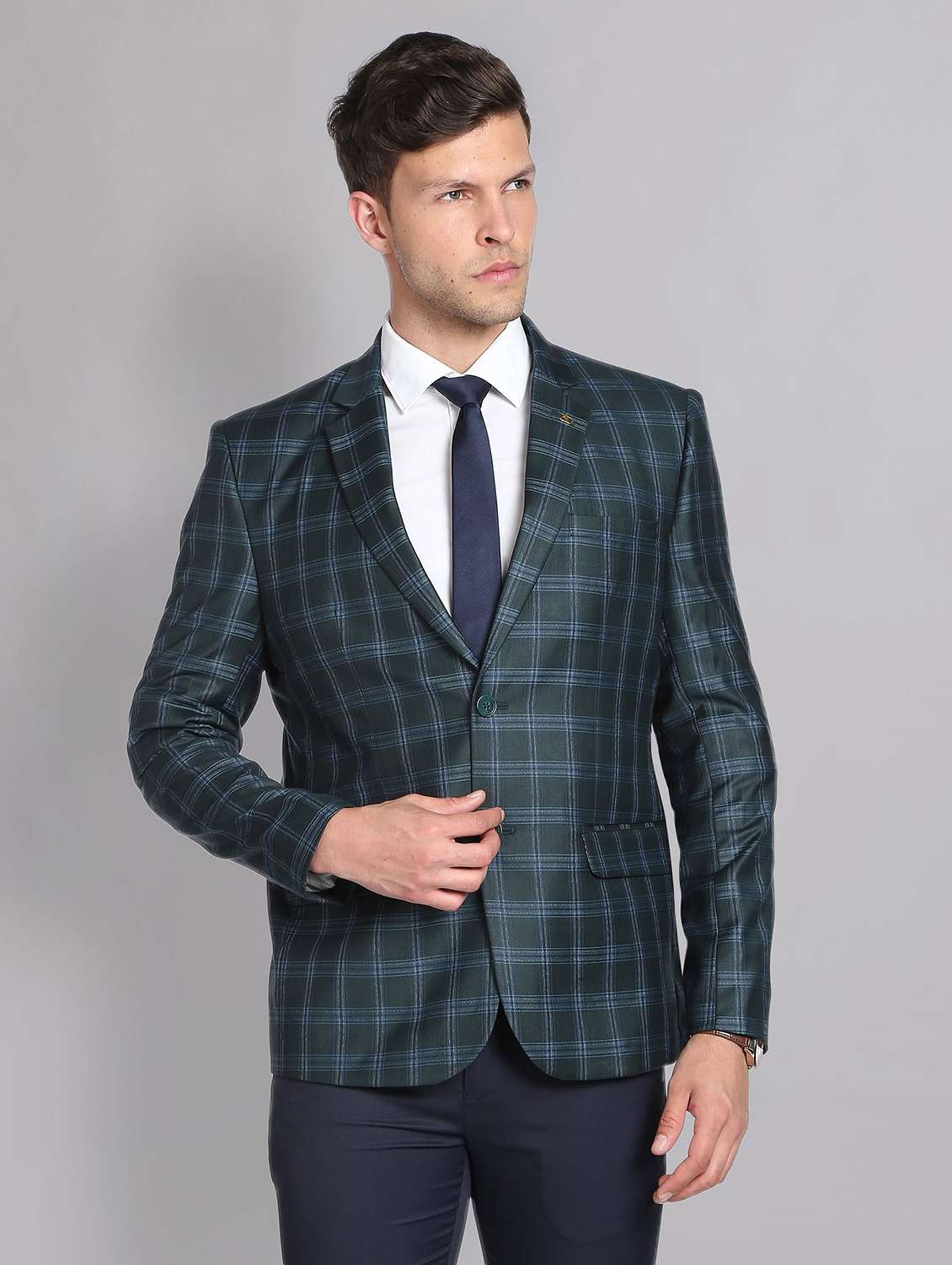 green terry rayon single breasted formal blazer