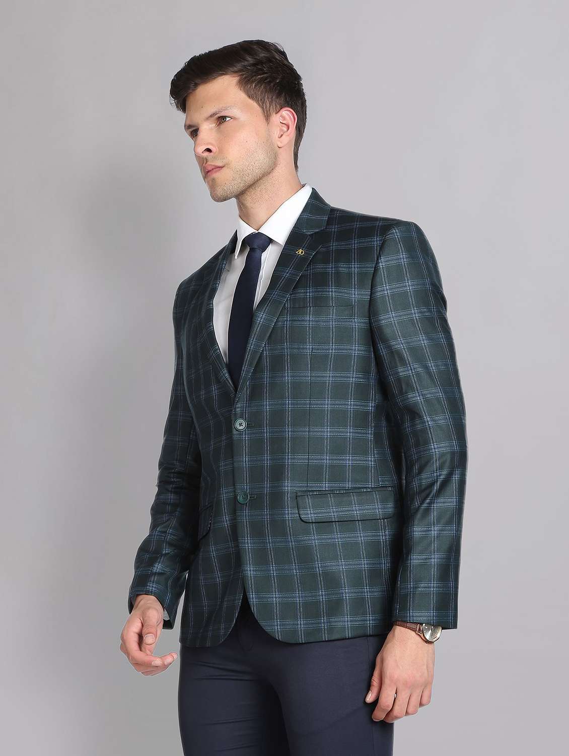 green terry rayon single breasted formal blazer - 19504121 -  Standard Image - 1