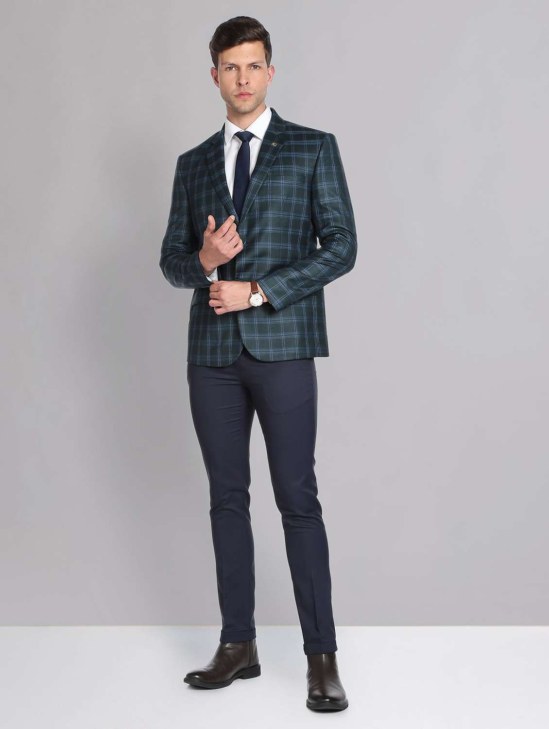 green terry rayon single breasted formal blazer - 19504121 -  Standard Image - 4