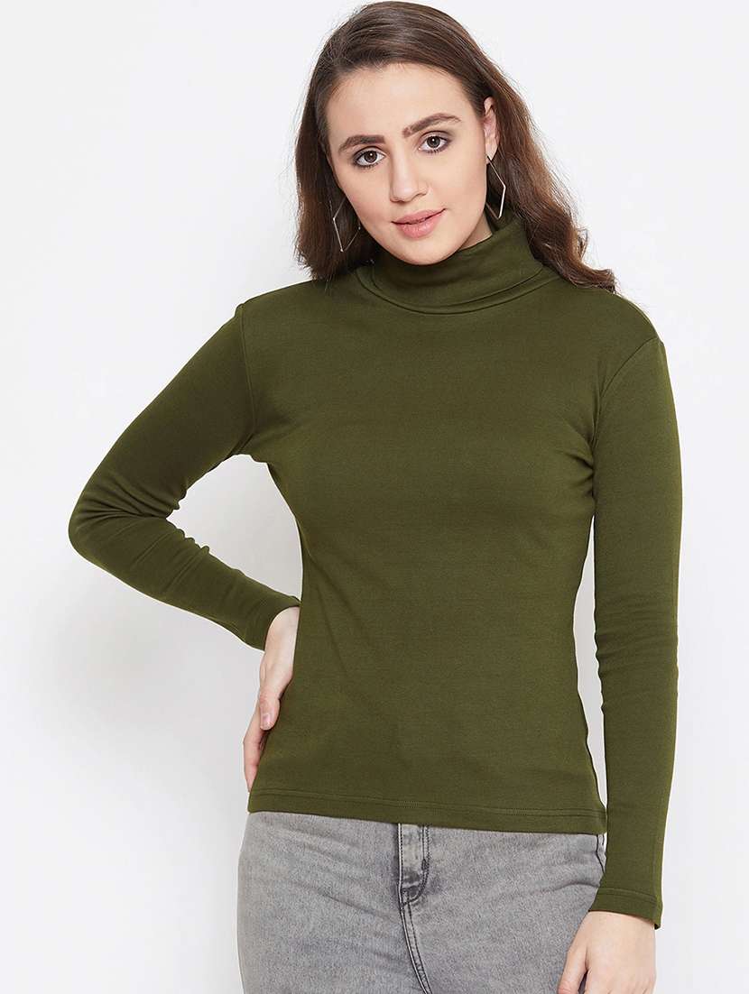 women's straight high neck top