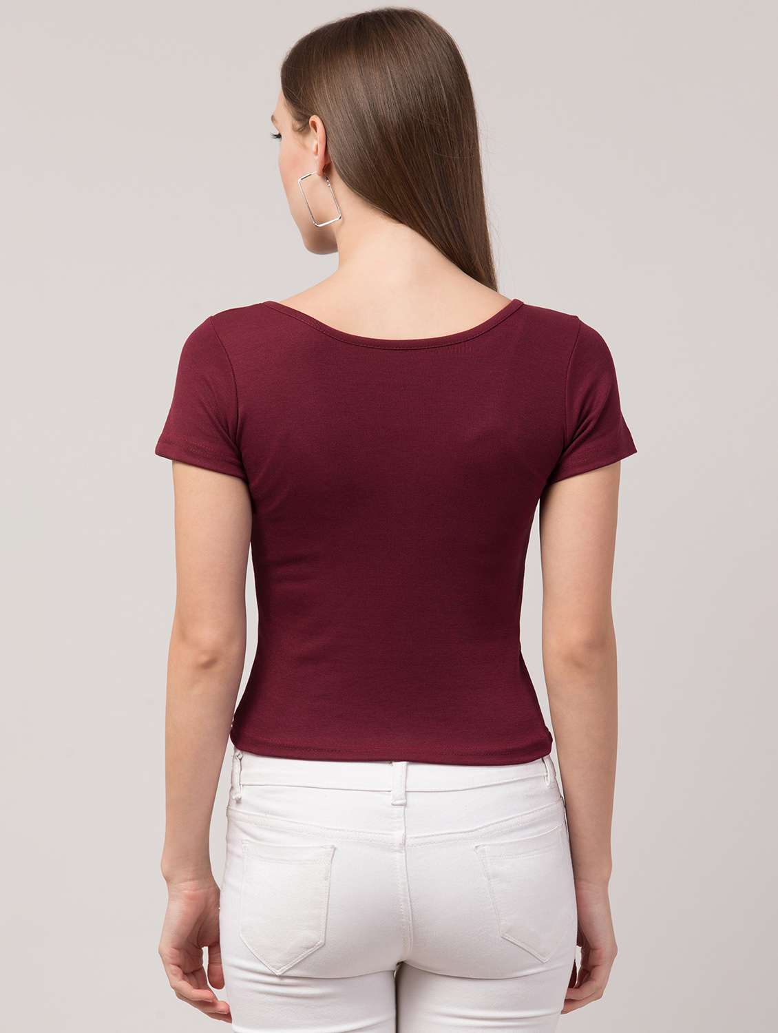 women's crop round neck top - 19504217 - Standard Image - 1