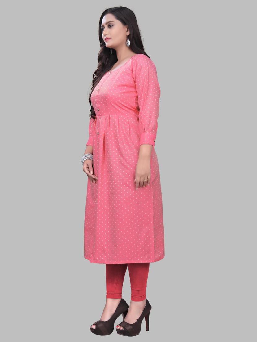 round neck straight front slit kurta - 19514305 - Standard Image - 1