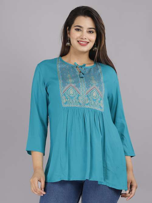 women's a line tie-up neck top - 19514781 -  Standard Image - 0