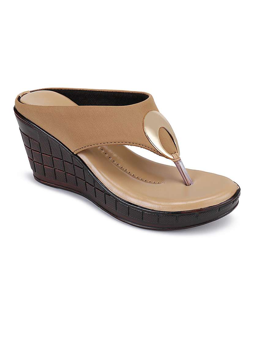 beige t-strap wedges - 19514815 -  Standard Image - 1