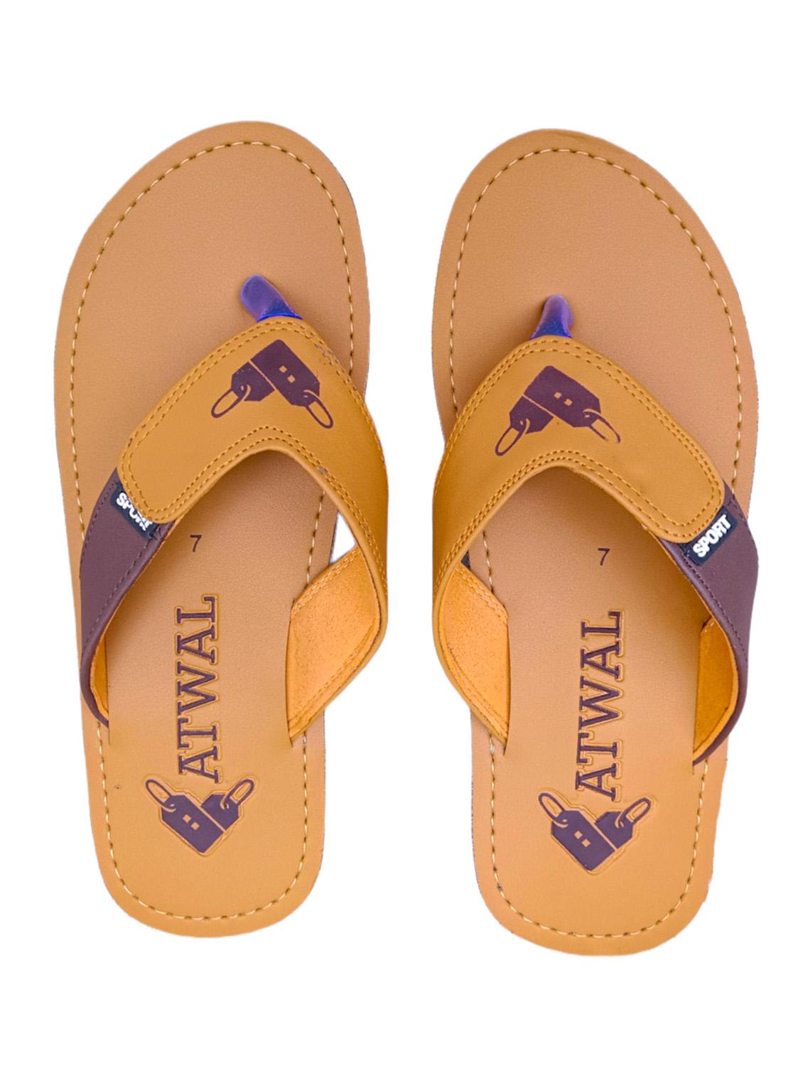 tan leatherette slip on flip flops - 19514828 - Standard Image - 4