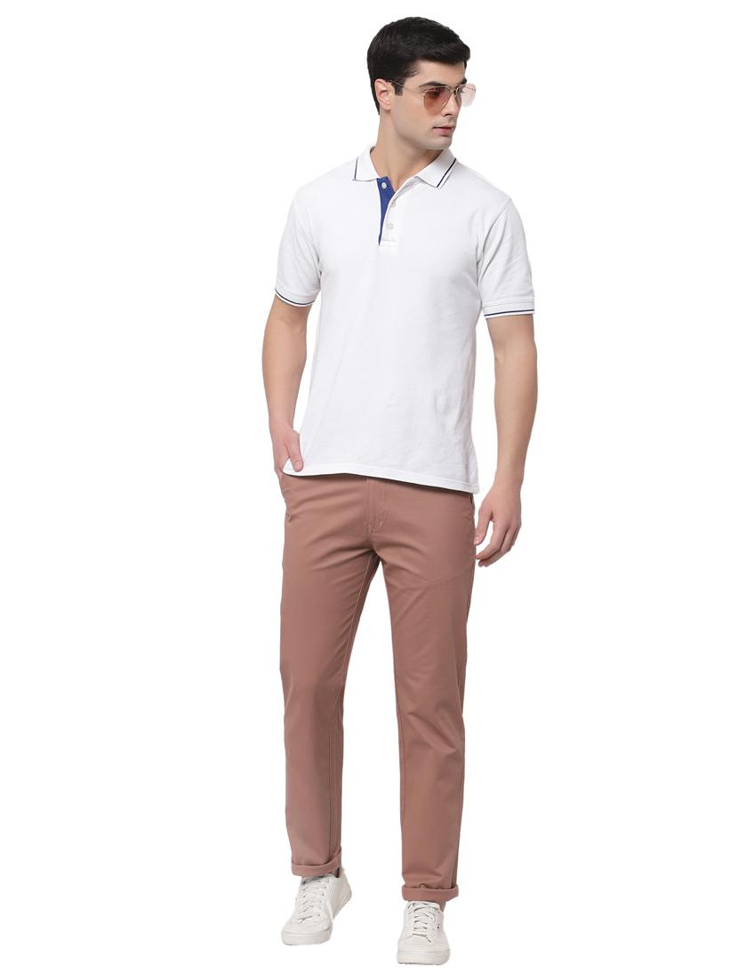 brown solid flat front casual trouser - 19516567 - Standard Image - 4