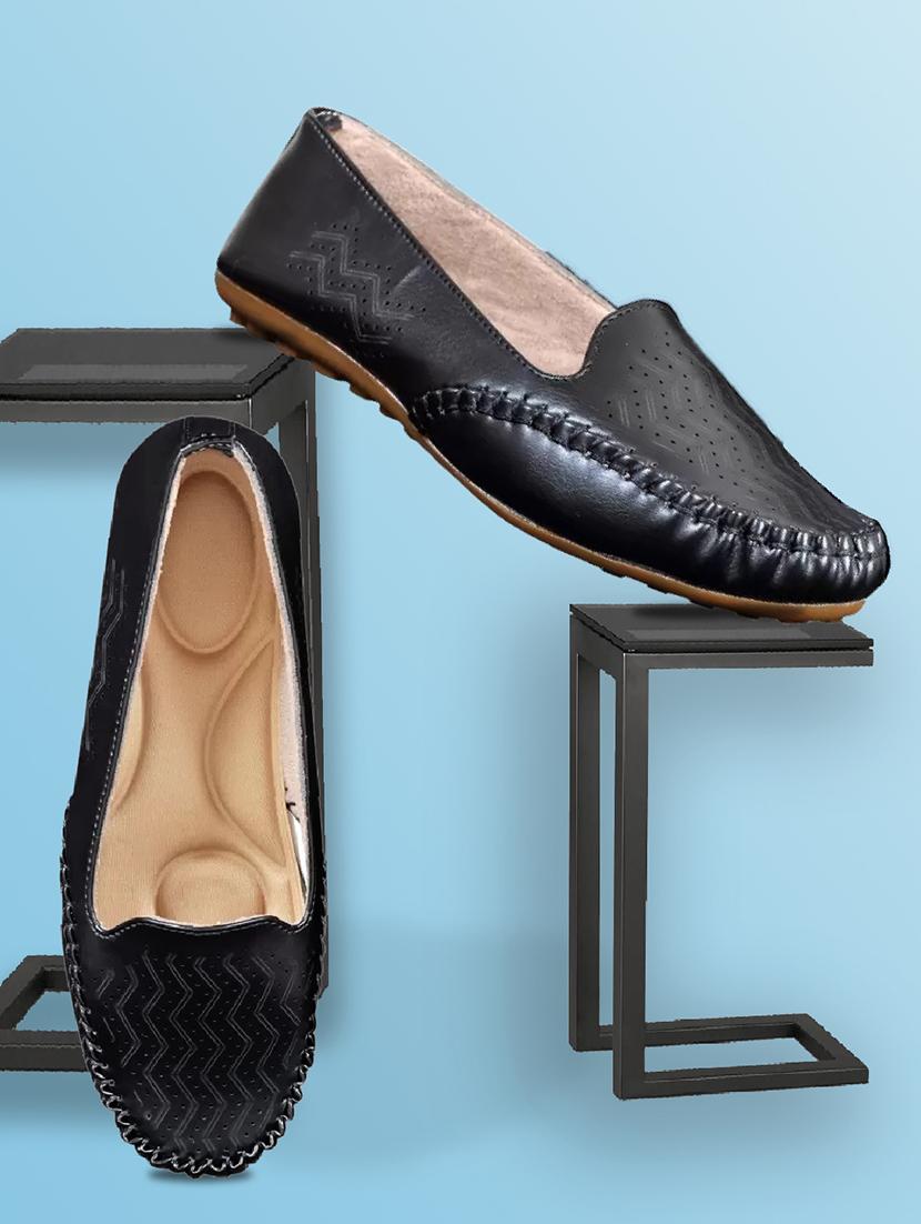 black leatherette slip on loafers - 19518676 -  Zoom Image - 0
