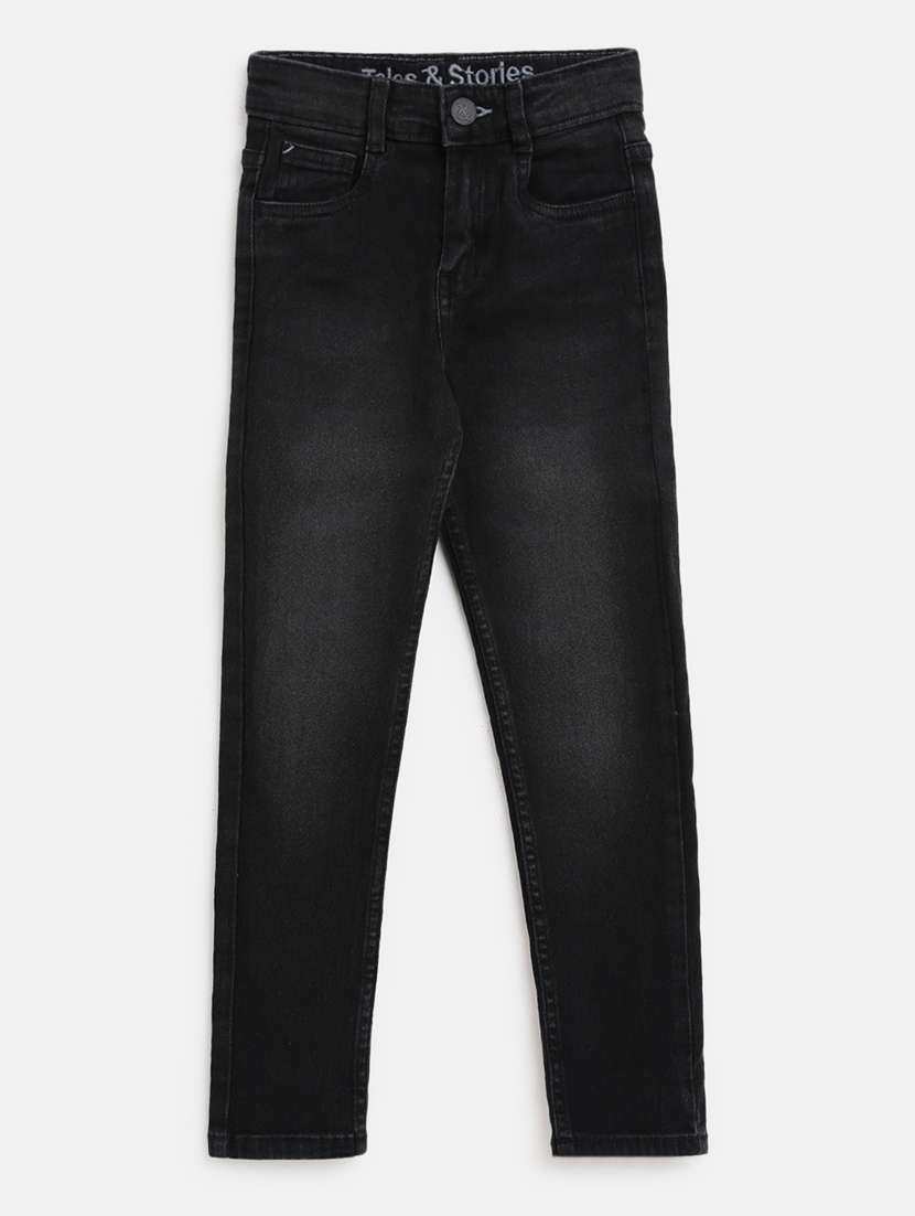 Boy's Plain Skinny Fit Jeans - 19520401 -  Standard Image - 1
