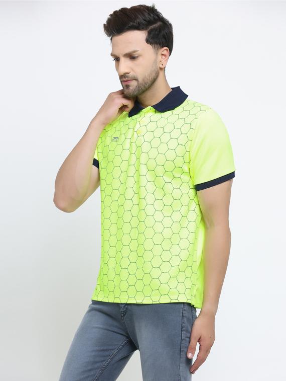 green printed polo t-shirt - 19520422 -  Standard Image - 1