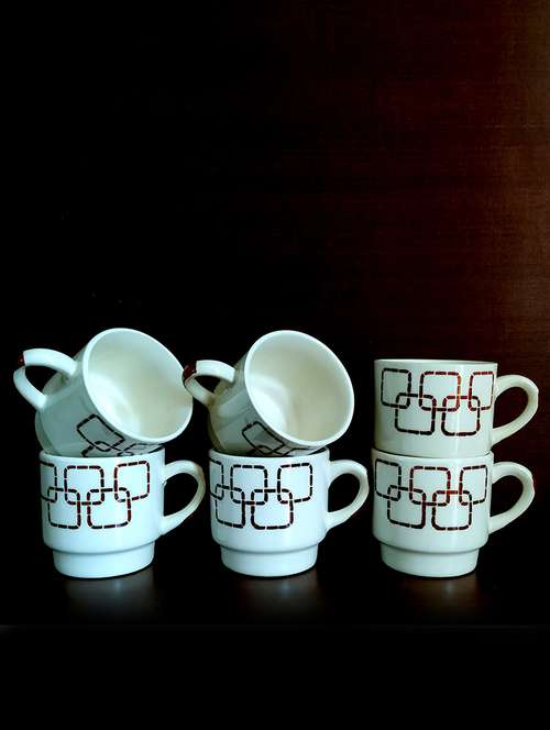 moody panda elegant set of 6 cups | handpainted cup set | set of 6 cups | ceramic