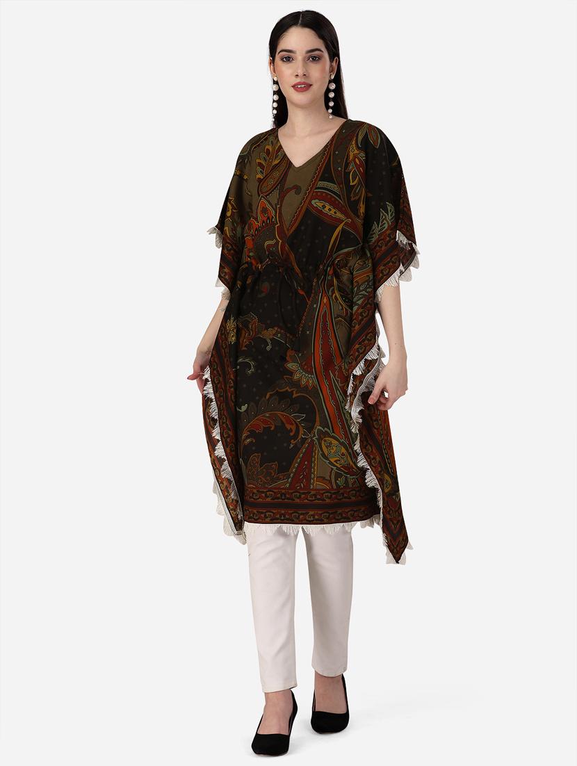 women v neck printed kaftan - 19521946 - Standard Image - 1