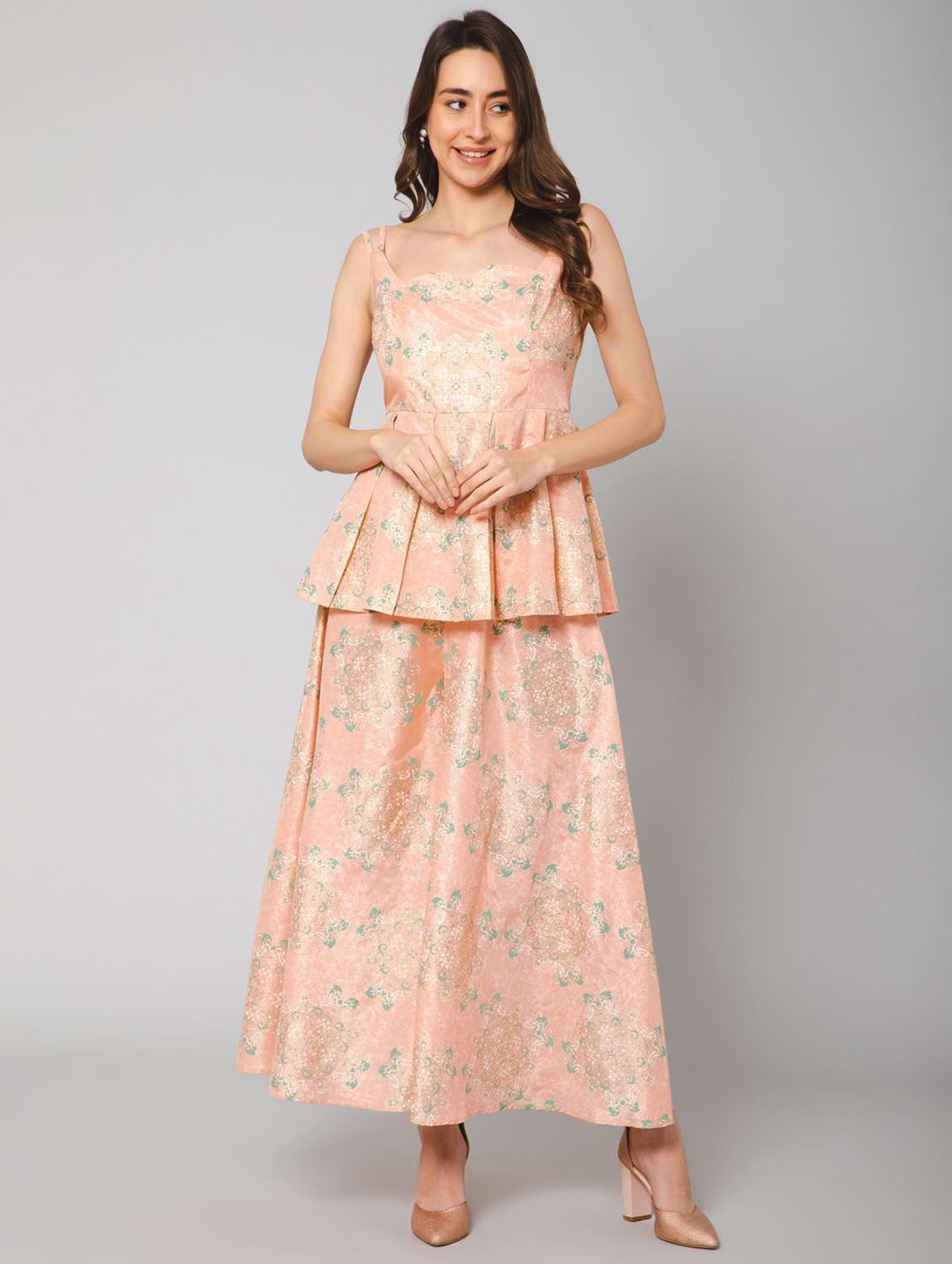 printed skirt top set