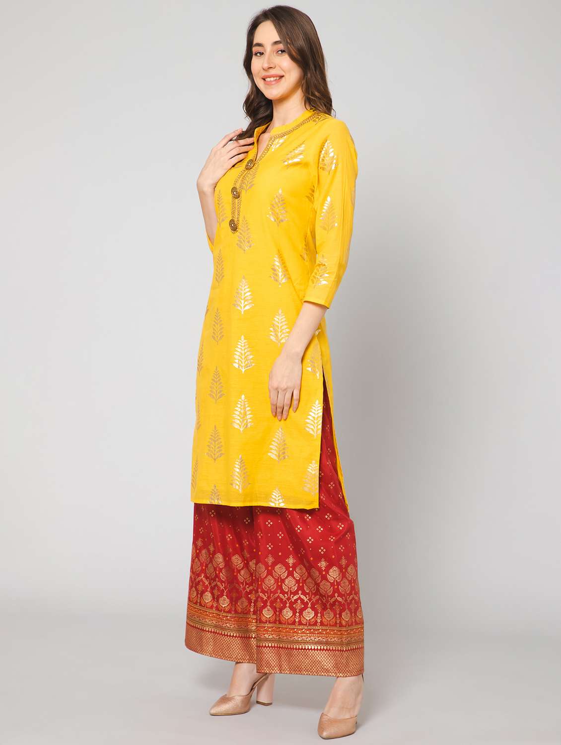 women printed kurta palazzo set - 19522261 -  Standard Image - 1