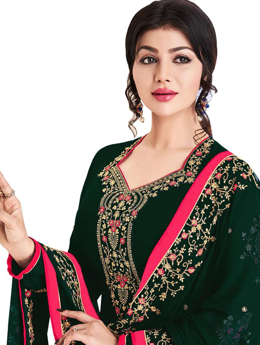 green semi-stitched salwar suit - 19522583 - Standard Image - 1