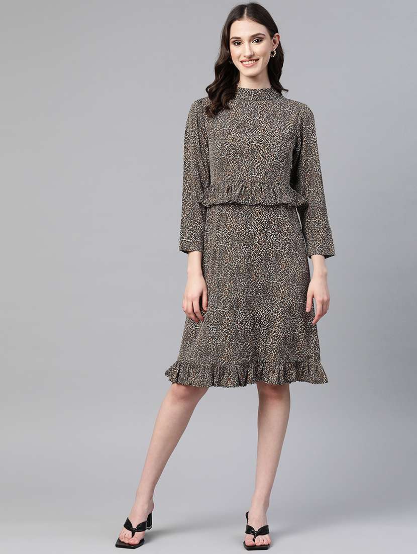 women's tiered dress animal print dress