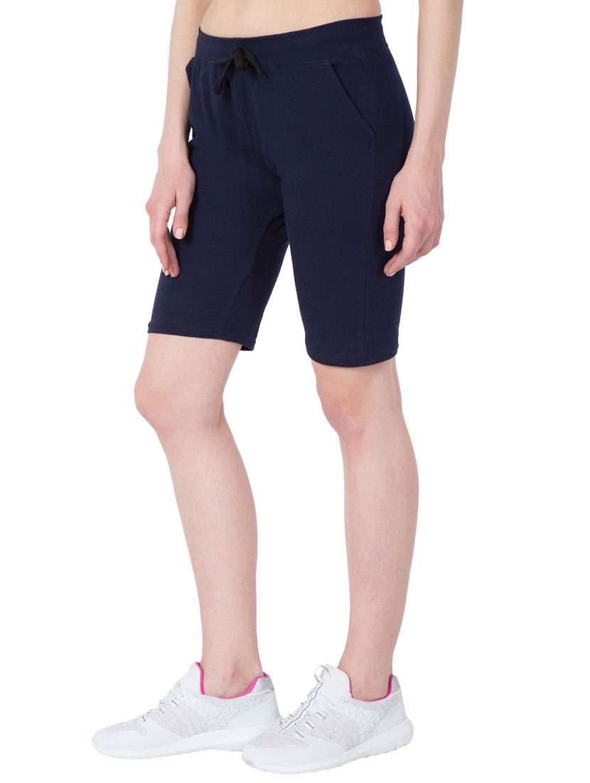 dark blue mid rise solid shorts  - 19523252 -  Standard Image - 1