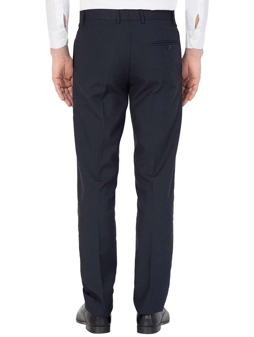 blue cotton flat front formal trouser - 19523916 - Standard Image - 1