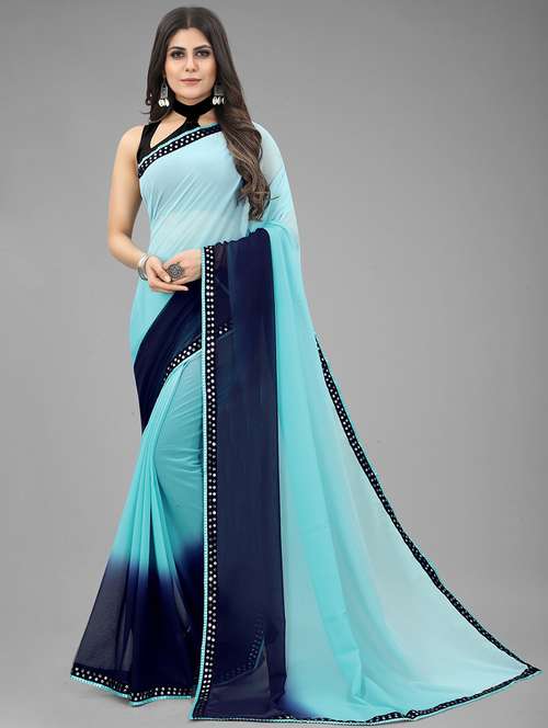 women ombre bodered saree with blouse - 19524893 -  Standard Image - 0