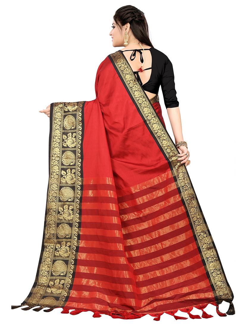 women's self design red colored saree - 19532172 - Standard Image - 1