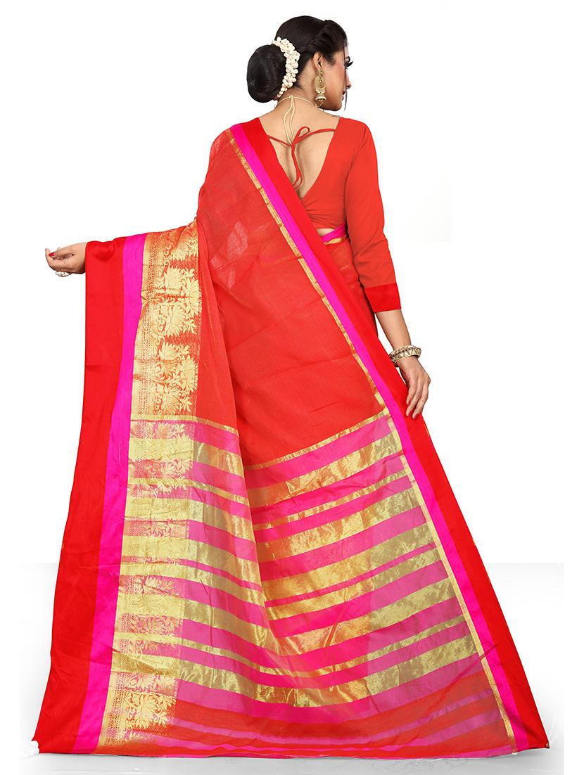 women's self design red colored saree - 19532184 - Standard Image - 1
