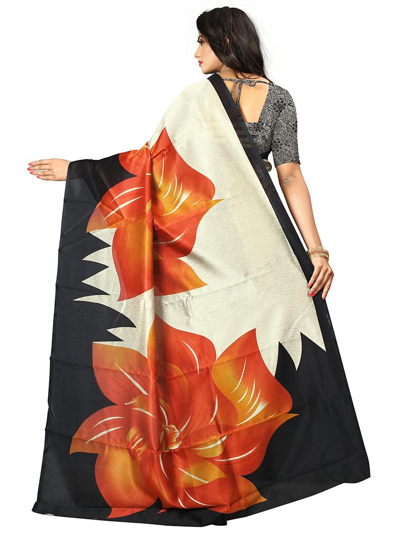 women's floral black colored saree with blouse - 19532188 - Standard Image - 1