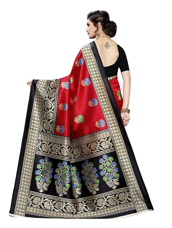 women's printed maroon colored saree with blouse - 19532380 - Standard Image - 1