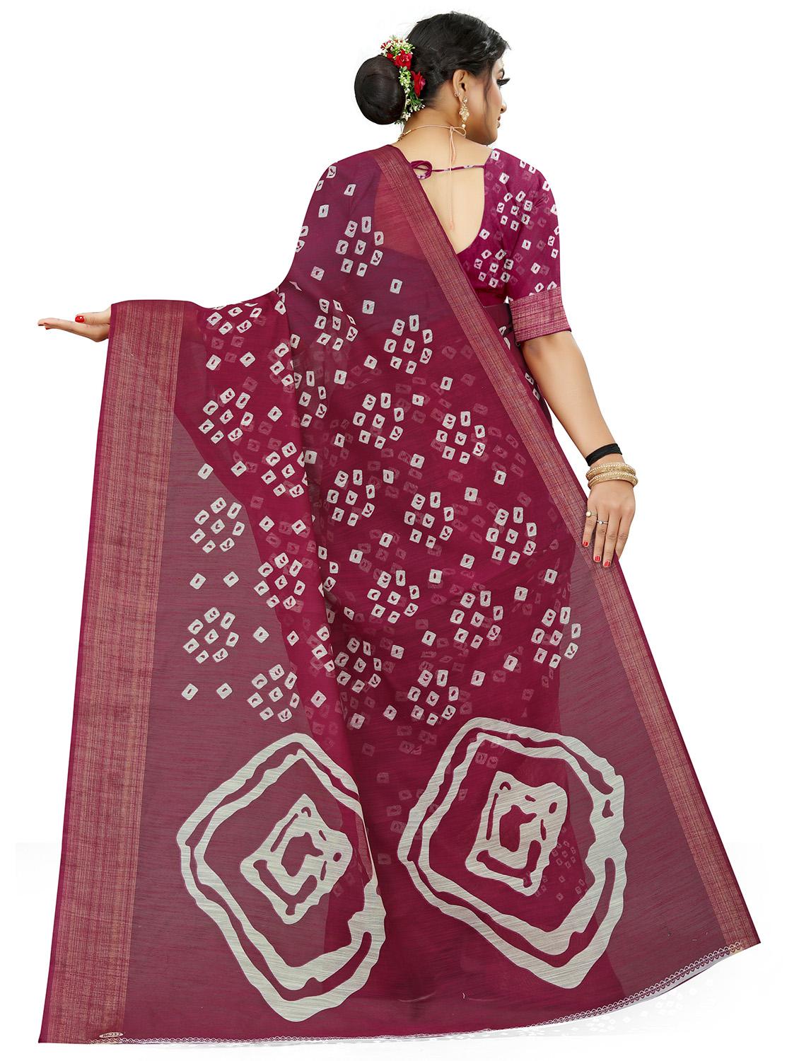 women's printed magenta colored saree - 19532890 - Standard Image - 1