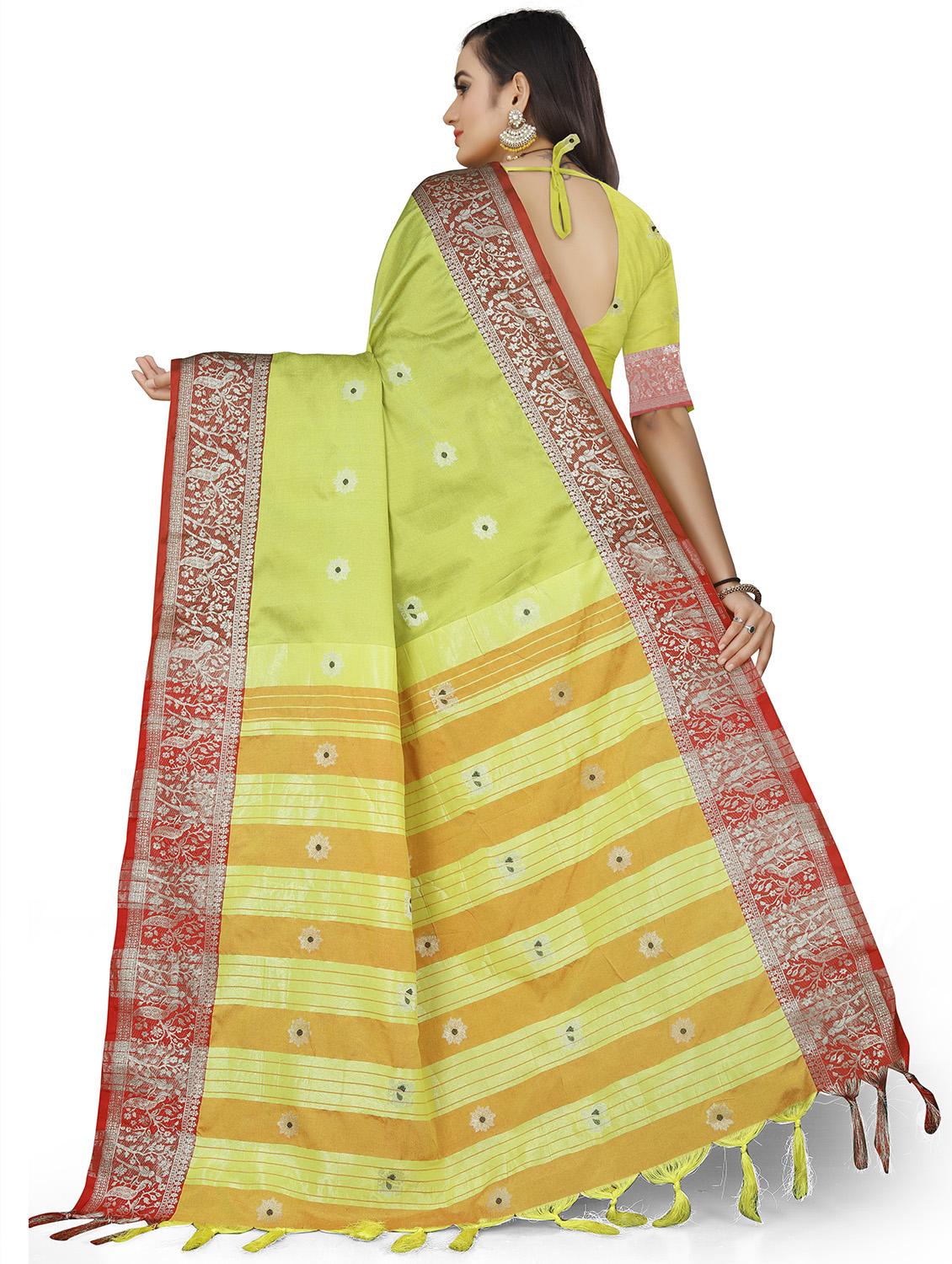 women's self design lime colored saree with blouse - 19532912 -  Standard Image - 1