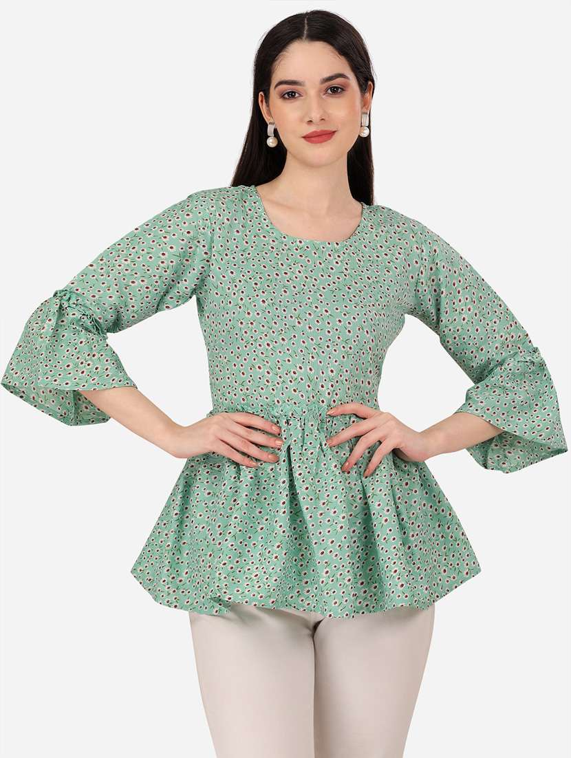 round neck printed top