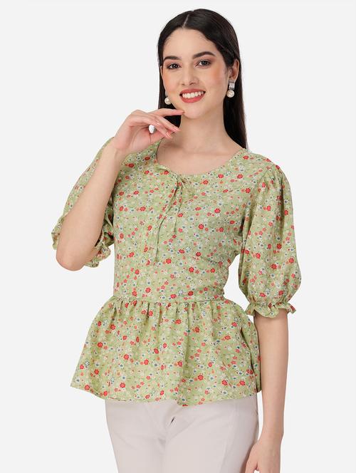 tie up neck printed top - 19533672 - Standard Image - 0