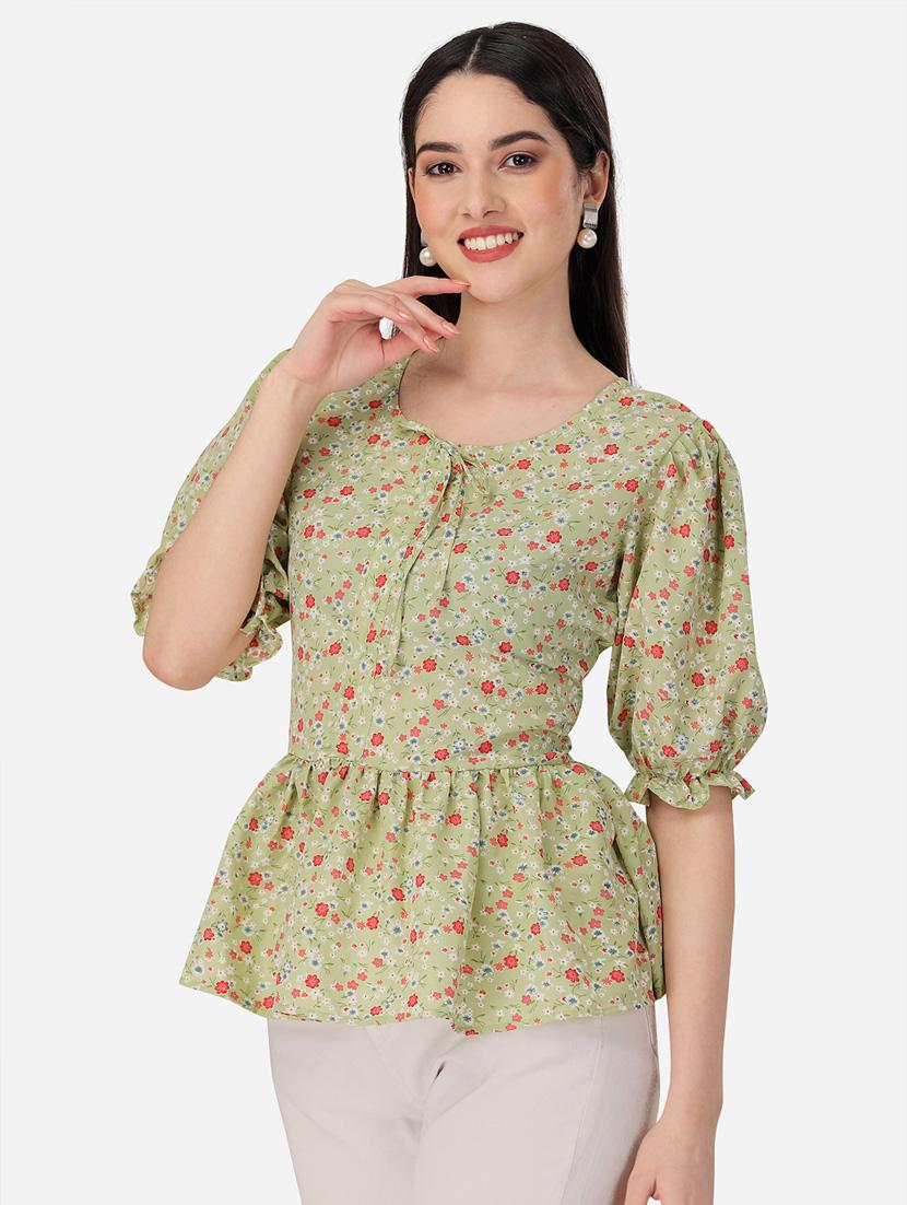 tie up neck printed top - 19533672 - Zoom Image - 0