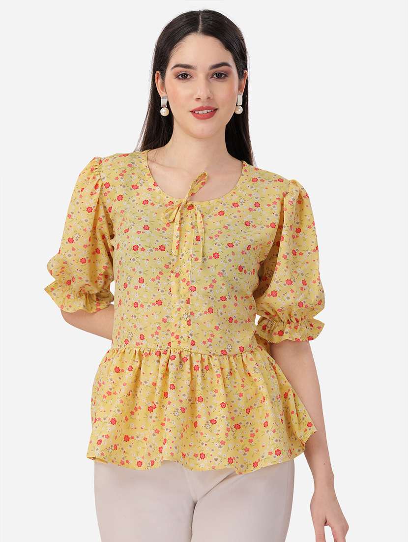 women scoop neck printed top