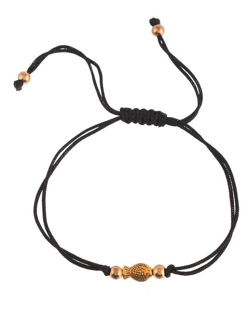 gold fish charm beads black thread anklet - 19536440 - Standard Image - 1