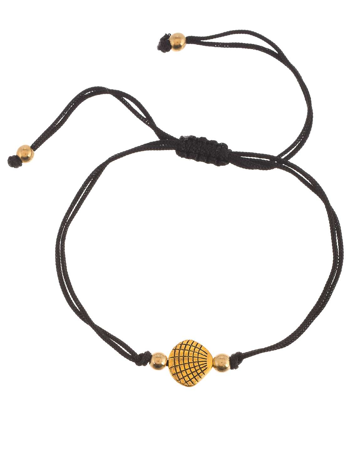 gold plated charm bead black thread anklet - 19536444 -  Standard Image - 1