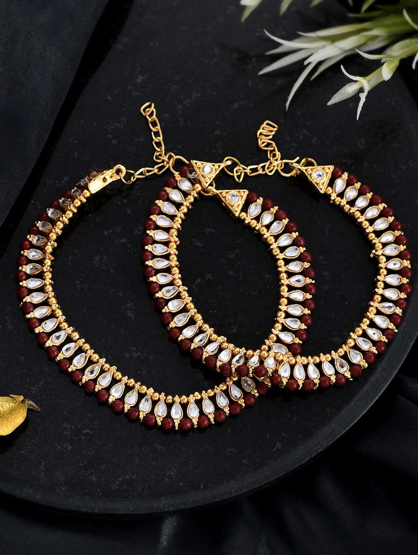 gold plated ethnic kundan payal