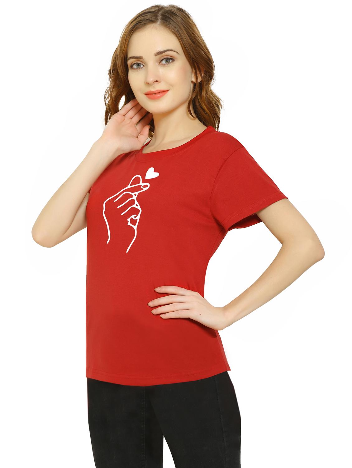 women's chest print round neck t-shirt - 19537759 - Standard Image - 1