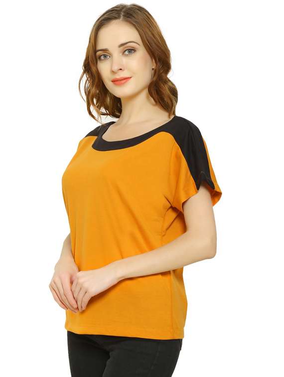 women's color block round neck t-shirt - 19537760 - Standard Image - 1