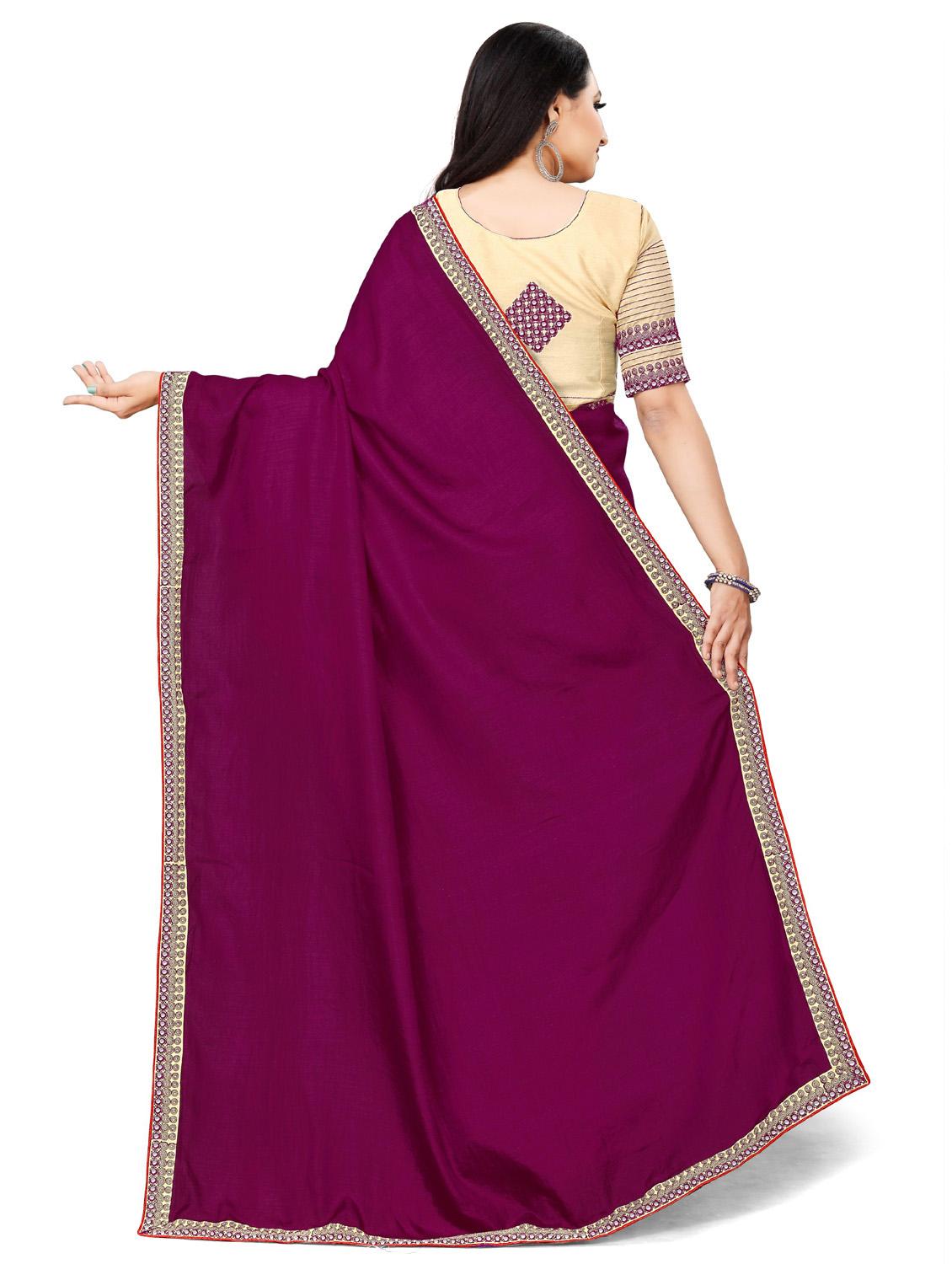 women's self design purple colored saree with blouse - 19539873 - Standard Image - 1