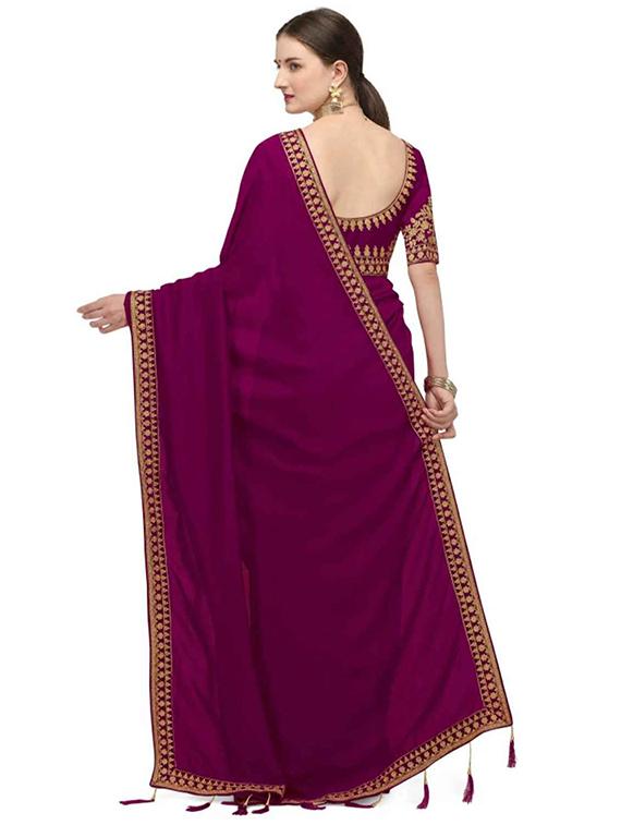purple embroidered saree with blouse - 19554974 - Standard Image - 1