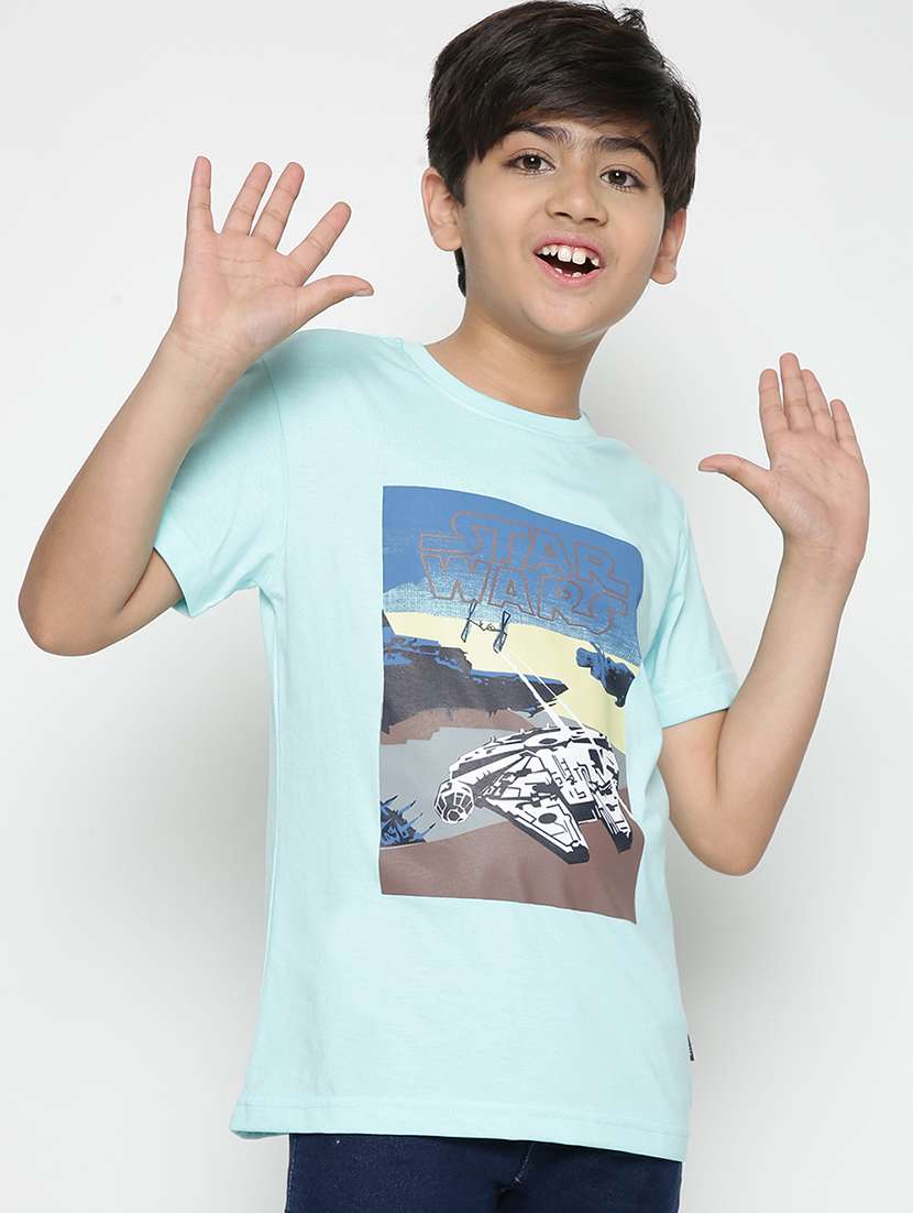 boys round neck front print t-shirt 