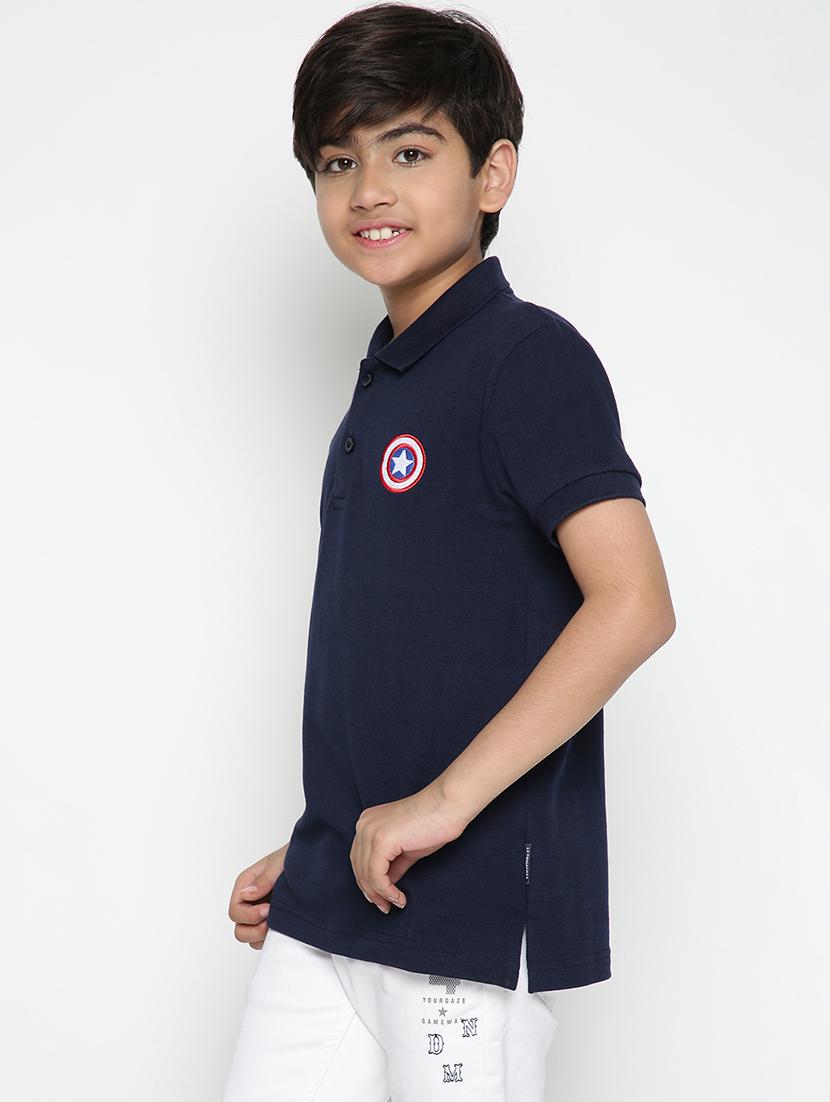 navy blue embroidered detailed polo t-shirt - 19555020 - Standard Image - 1