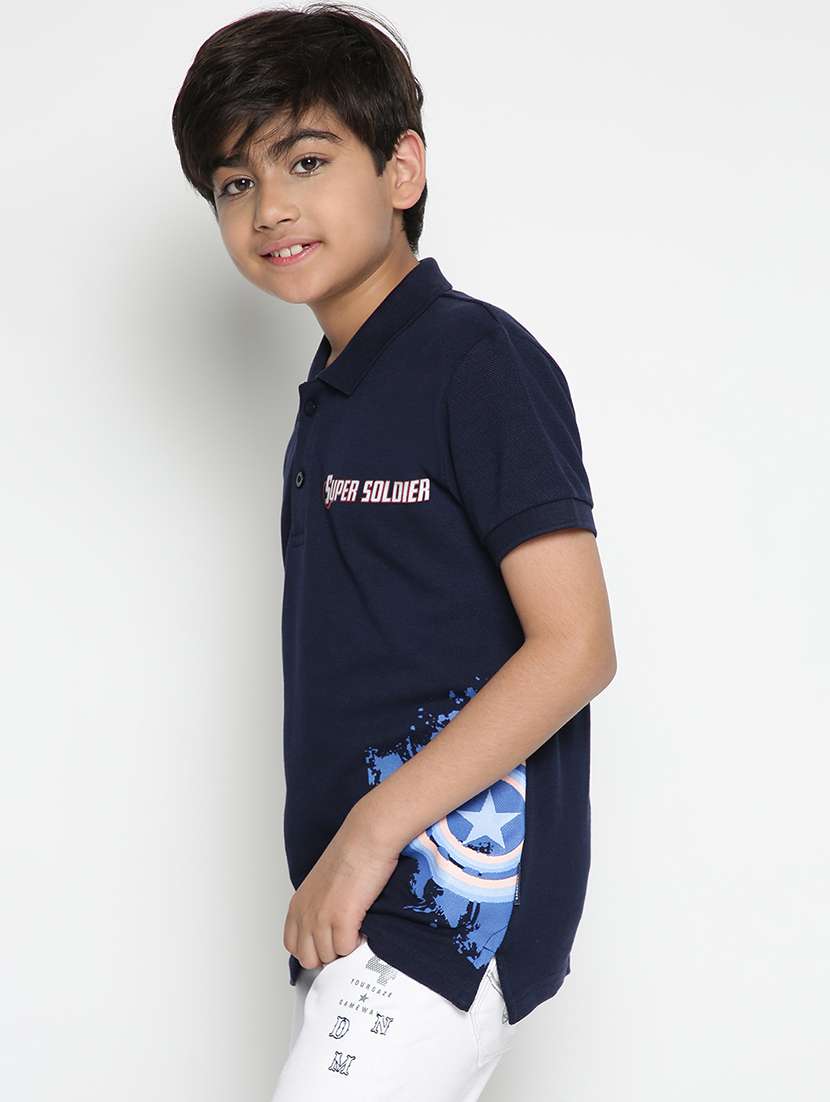 boys polo neck front print t-shirt  - 19555024 -  Standard Image - 1