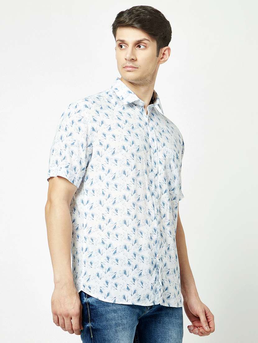 mens leaf print casual shirt - 19555115 - Standard Image - 1