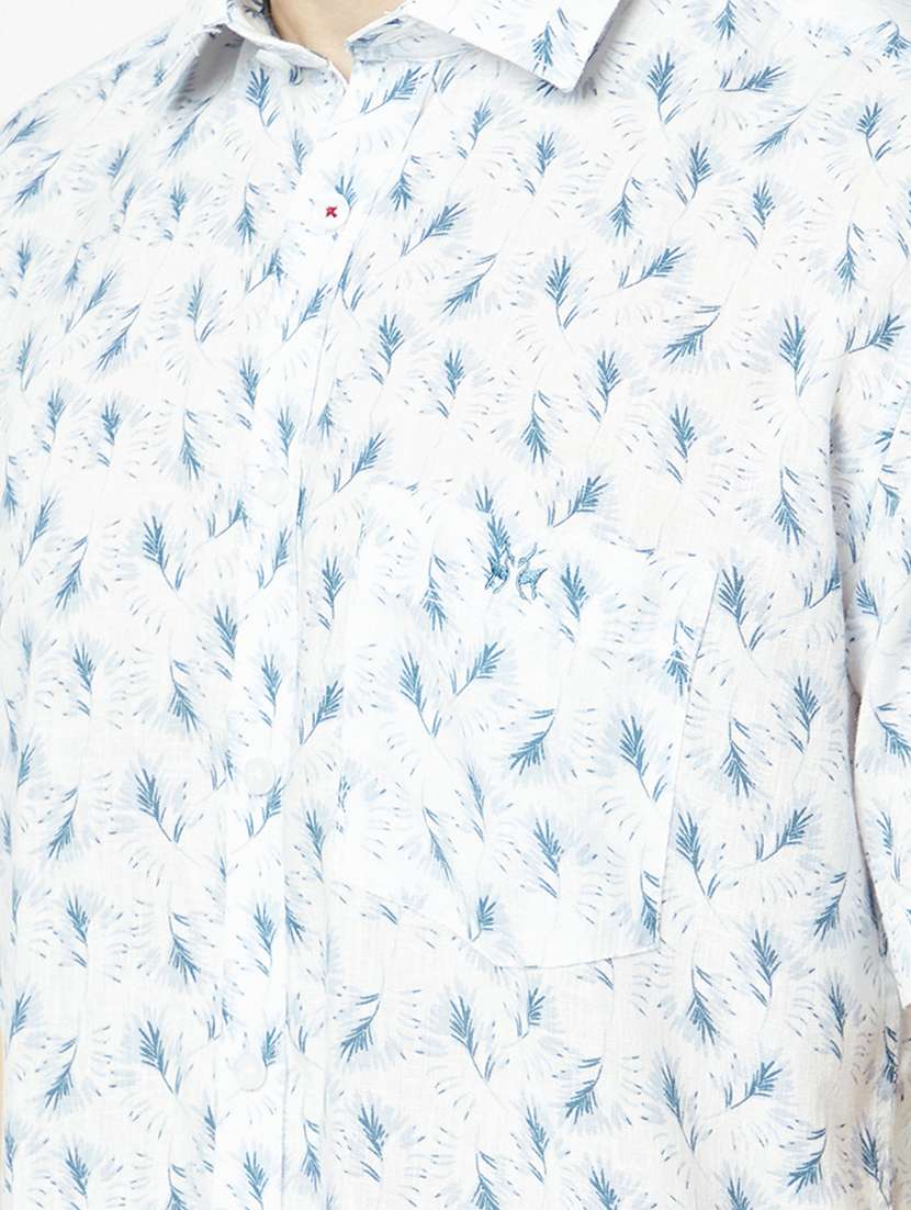 mens leaf print casual shirt - 19555115 - Standard Image - 4