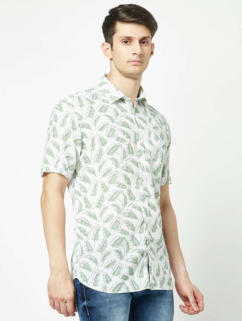 mens leaf print casual shirt - 19555120 -  Standard Image - 1