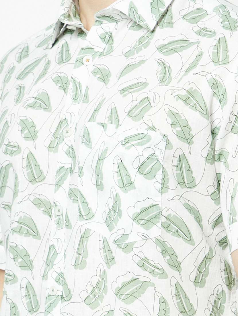mens leaf print casual shirt - 19555120 -  Standard Image - 4